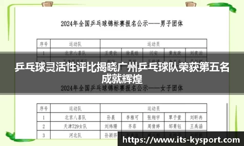乒乓球灵活性评比揭晓广州乒乓球队荣获第五名成就辉煌